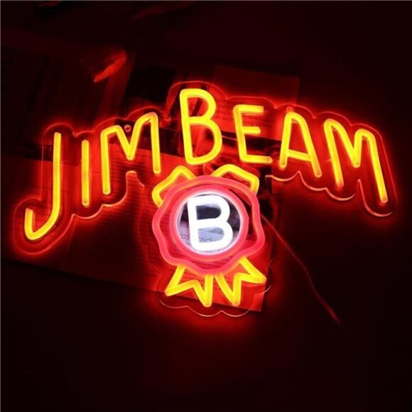 Jim Beam Whiskey LED Neon Light Wall Decor Signs Acrylic Bar Man Cave, Bedroom - Picture 5 of 7